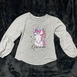 Girls bling unicorn long sleeve tee